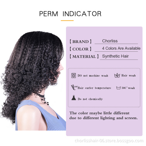 Wholesale Hot Selling Black Yaki Kinky Straight Afro Wig For Black Women Cheap Synthetic Hair Wigs Women's Wigs